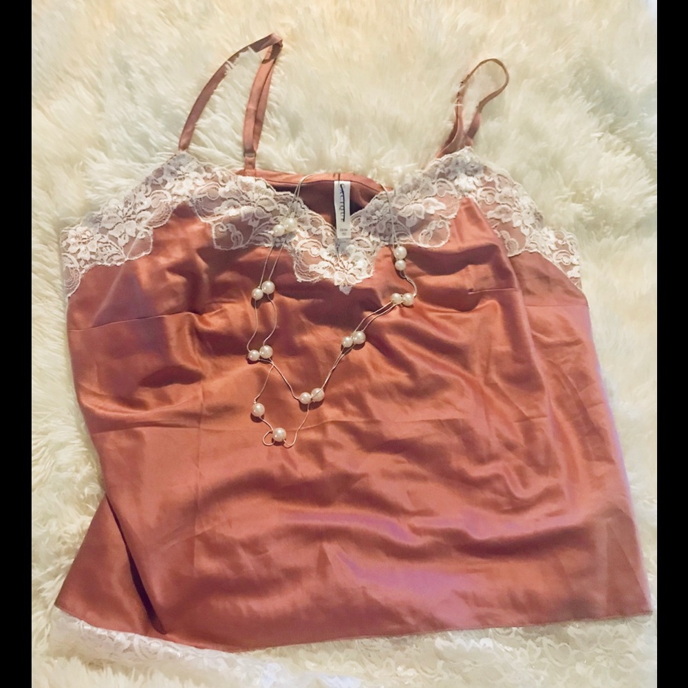 ๐ Cacique Mauve & White Lace Cami Sz. 22/24 ๐ - Picture 1 of 4